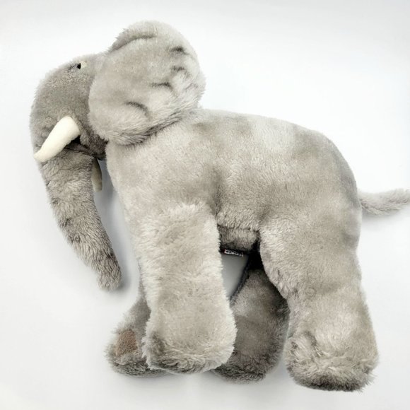Vintage Dakin Gray Mama Elephant Stuffed Animal Realistic Nature Babies 70s 12" - Picture 2 of 9